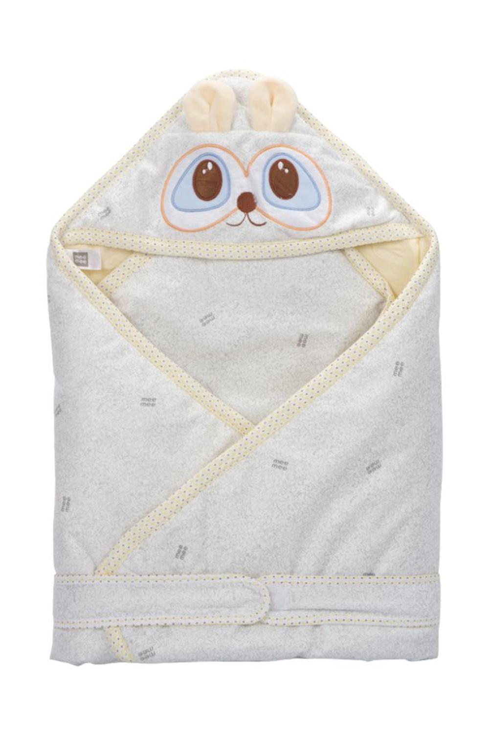 Mee Mee Baby Wrapper Blanket with Hood (Cozy Cocoon, Cream - Owl Patch)